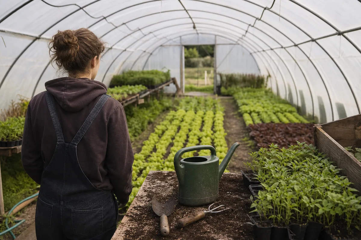 Serre de maraîchage bio utilisée pour la formation agricole près de Beaune